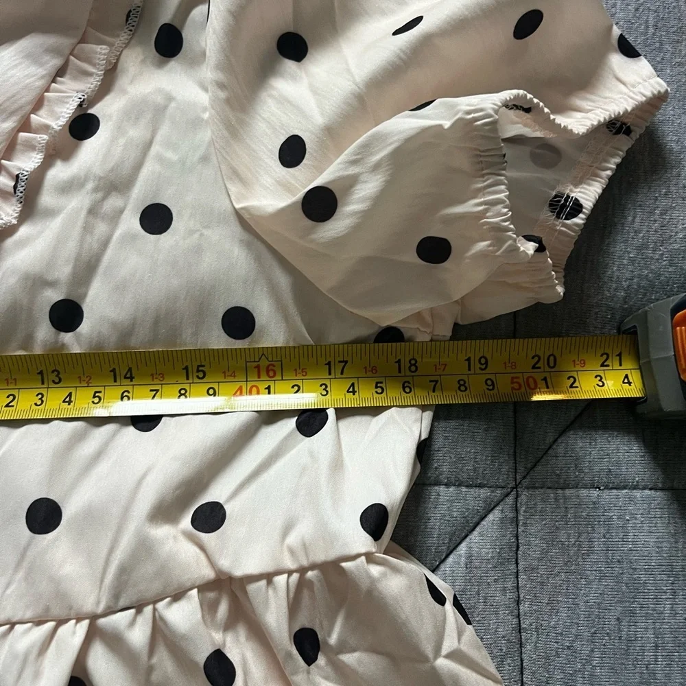 Polka Dot Ruffle Collar Top